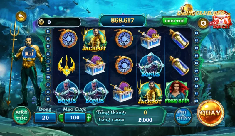 Tính năng nổ hũ đồ quý tại Aquaman Choangclub