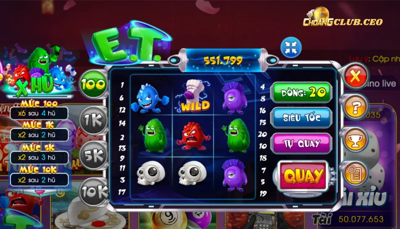 Giới thiệu mini game E.T Choangclub