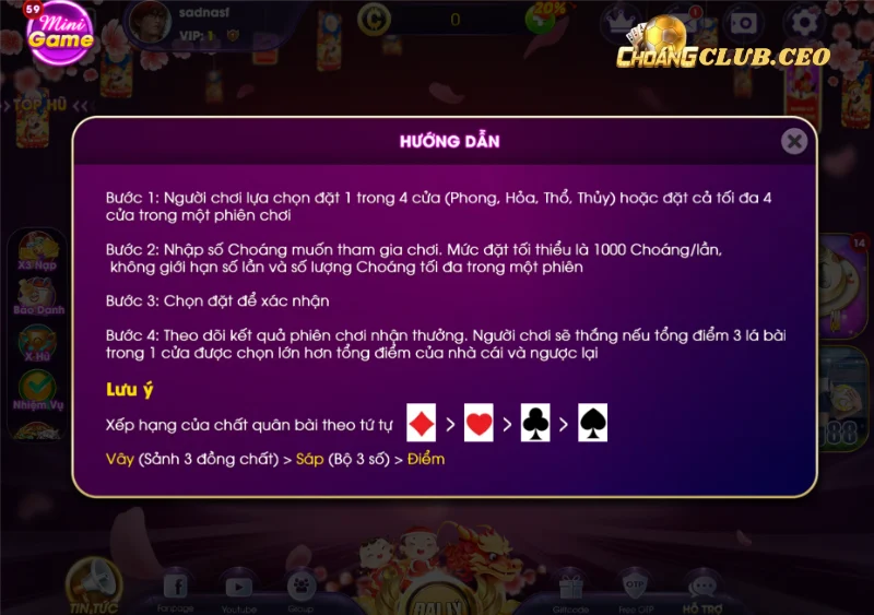 Một số item trong mini game 