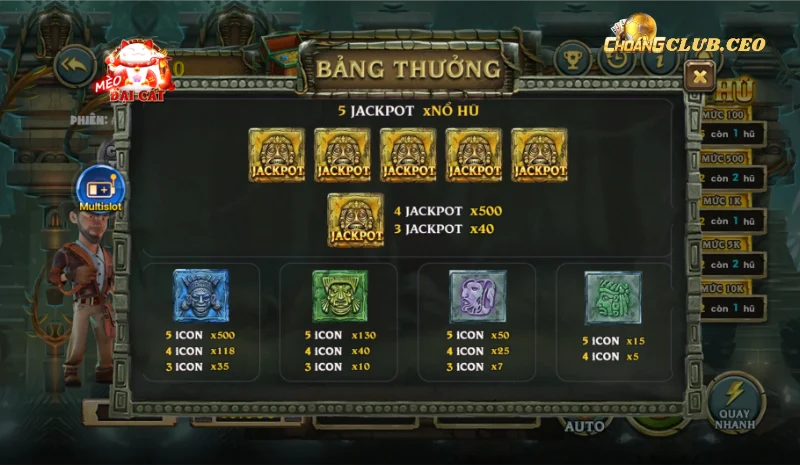 Tính năng trong slot game vương quốc Maya