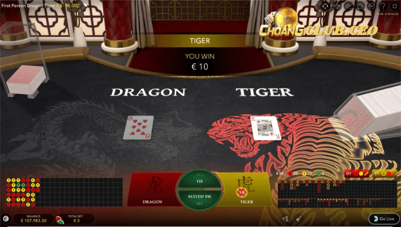 Nút lặp lại trong dragon tiger Choangclub